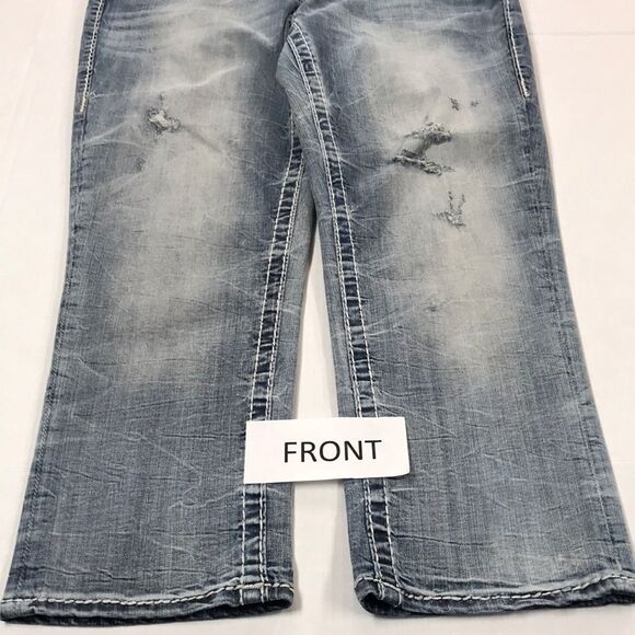 VIGOSS The Chelsea Denim CAPRI Skimmer Sz 5/6 Distressed Embellished Crop Jeans - Picture 4 of 15